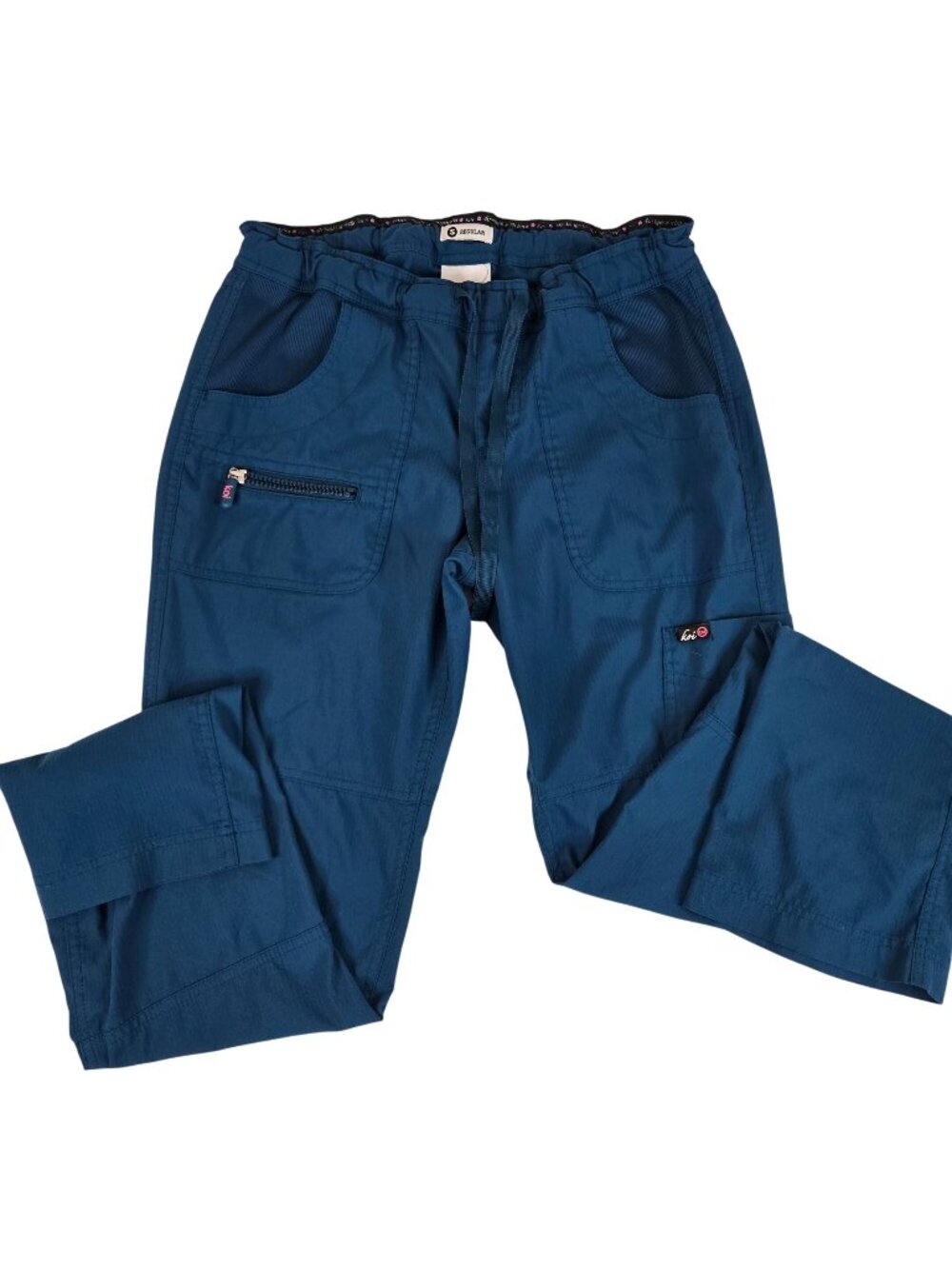 Koi Lite Dobby Womens Slim Fit Jogger Scrub Pants Blue S Drawstring Waist Pocket